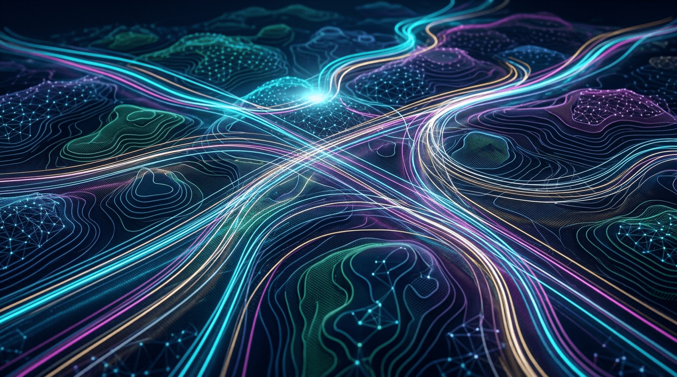 Aerial topography / fluid form / long-exposure light study